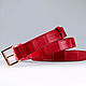 Cinturón de cuero genuino de cocodrilo para mujer, ancho 3 cm IMA3101H, Straps, Moscow,  Фото №1
