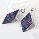 Order Lilac blue Leather Earrings. Two Starlings. Livemaster. . Earrings Фото №3