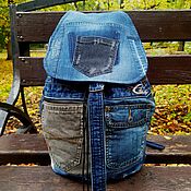 Сумки и аксессуары handmade. Livemaster - original item Denim Backpack Pocket CapIII. Handmade.