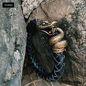 Украшения handmade. Livemaster - original item Bronze bracelet Snake, leather. Handmade.