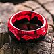 Scarlet Wood and Epoxy Resin Ring, Rings, Kostroma,  Фото №1