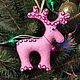 Олень розовый Елочная игрушка из фетра в интернет-магазине на Ярмарке ...