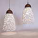 Lamp `champagne Foam` with two lamps. Woven ceramics Elena Zaichenko