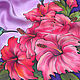 Order Silk satin Batik scarf 'Hummingbird' Lilac. Silk Batik Watercolor ..VikoBatik... Livemaster. . Shawls1 Фото №3