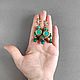 Green earrings with malachite, Byzantine triangular earrings with pearls. Earrings. Nibelung Design Beadwork. My Livemaster. Фото №4