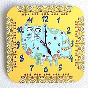 Для дома и интерьера handmade. Livemaster - original item Wall clock for children, Cat Wall clock. Handmade.