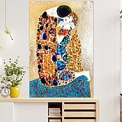 Картины и панно ручной работы. Ярмарка Мастеров - ручная работа Pintura Beso Gustav Klimt. Regalo a la esposa, regalo de boda. Handmade.