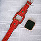 Широкий кожаный браслет для Apple Watch RED. Ремешок для часов. Studio MART . Сделано в Петербурге (martbags). Интернет-магазин Ярмарка Мастеров.  Фото №2