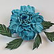 Order Leather flowers rose-brooch 'Blue dream'. LIUDMILA SKRYDLOVA (flower glade). Livemaster. . Brooches Фото №3