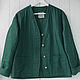 Sweatshirt jacket made of dark green linen, Outerwear Jackets, Tomsk,  Фото №1