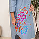 The shirt dress is gray-blue with bright embroidery. Dresses. NATALINI. Online shopping on My Livemaster.  Фото №2