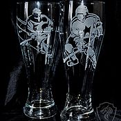 Посуда handmade. Livemaster - original item Hockey players. A couple of beer glasses.. Handmade.