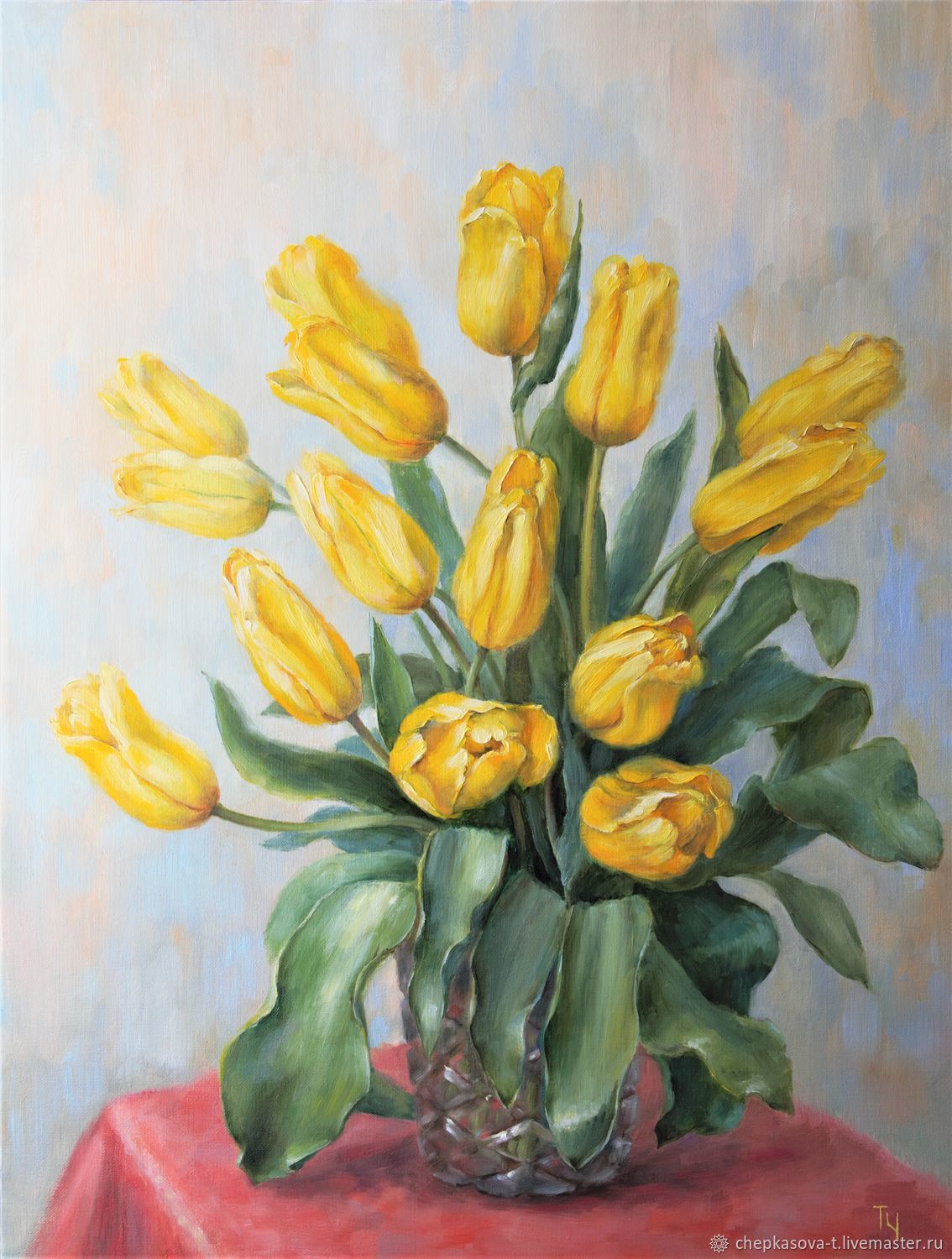 Солнечные тюльпаны. Масло, холст, Картины, Москва,  Фото №1