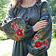 Cotton dress with hand embroidery ' Captivating roses ,,, Dresses, Vinnitsa,  Фото №1