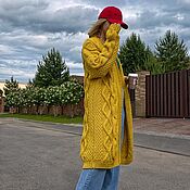 Одежда handmade. Livemaster - original item cardigans: Women`s knitted cardigan oversize in yellow to order. Handmade.