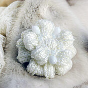 Украшения handmade. Livemaster - original item Brooch Flower Large Knitted White Winter Bride. Handmade.