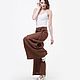 Palazzo chocolate trousers made of 100% linen. Pants. etnoart. My Livemaster. Фото №4