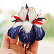 Iris Flower Brooch Tricolor leather with mink fur white blue red. Brooches. flowersstyle (flowersstyle). My Livemaster. Фото №4