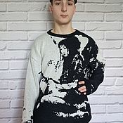 Мужская одежда handmade. Livemaster - original item Sweater with black and white pattern. Handmade.