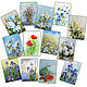 Flower Postcards Set of 13 pcs Flowers Paintings, Gifts for March 8, St. Petersburg,  Фото №1