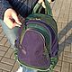  Рюкзак кожаный женский сине-зеленый с тиснением Мод. Р23т-461, Рюкзаки, Санкт-Петербург,  Фото №1