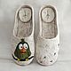 Felted slippers flip-flops 'Bird tricks' Not available, Slippers, Yaroslavl,  Фото №1