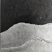 Картина интерьерная луна волна серебро чёрный 40×60