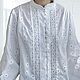 Blouse shirt white cotton and lace boho style Anastasia, Blouses, Tashkent,  Фото №1