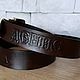Men's leather belt with embossed name with the inscription in Latin, Straps, Moscow,  Фото №1