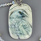 Necklace with hand painted 'White crow', Pendants, Moscow,  Фото №1