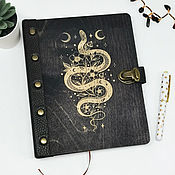 Канцелярские товары handmade. Livemaster - original item A notebook with a wooden cover and a leather spine. Handmade.
