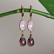 Украшения handmade. Livemaster - original item Long earrings with purple droplets and pink crystals. Handmade.