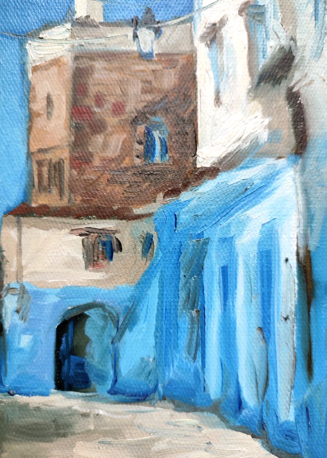 Марокко Шефшауэн Картина маслом 21 х 30 см голубой город в интернет ...