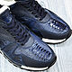 Sneakers made of ostrich calf leather, in blue, with fur. Sneakers. SHOES&BAGS. My Livemaster. Фото №5