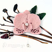Украшения handmade. Livemaster - original item Brooch-needle felted wool Pink orchid. Handmade.