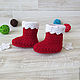 Regalo para el recién nacido: botines de papá Noel rojo. Gift for newborn. babyshop. Ярмарка Мастеров.  Фото №4