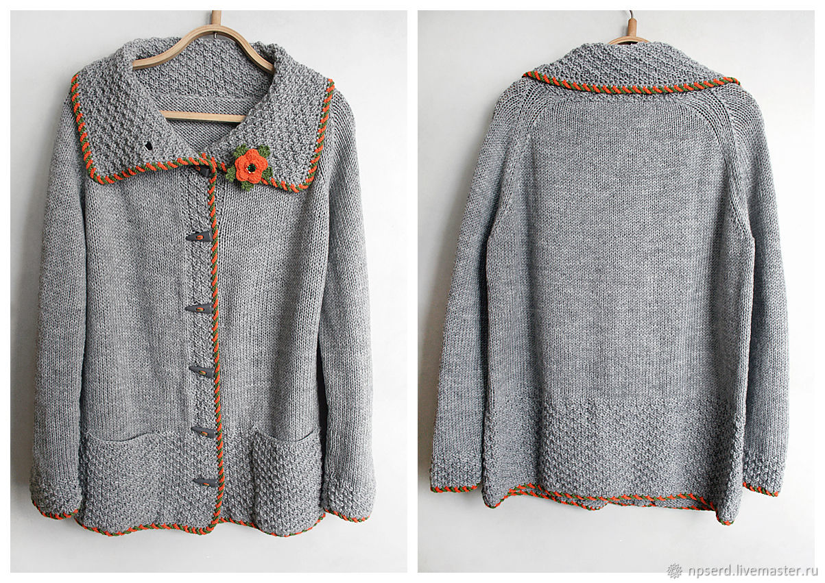 Кардиган, кофта с пуговицами и карманами Весенний первоцвет – заказать ...