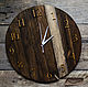 Часы для дома деревянные стиль лофт настенные коричневые, Часы классические, Омск,  Фото №1