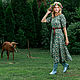 Зеленое платье миди длины с цветочным принтом в ретро стиле, Платья, Москва,  Фото №1