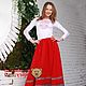 Skirt long ' Red ' elastic. Skirts. Slavyanskie uzory. Online shopping on My Livemaster.  Фото №2