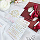Приглашения: Приглашения в конверте в цвете марсала с золотым текстом, Пригласительные на свадьбу, Санкт-Петербург,  Фото №1