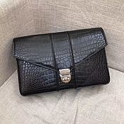 Сумки и аксессуары handmade. Livemaster - original item Clutch bag, made of genuine crocodile leather, black color.. Handmade.