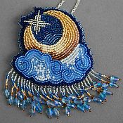 Украшения handmade. Livemaster - original item Moon and clouds pendant brooch. Handmade.