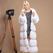 Одежда handmade. Livemaster - original item Long white fur coat, knitted. Handmade.