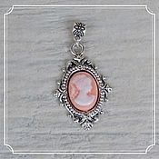 Украшения handmade. Livemaster - original item Cameo pendant Girl 13h18 peach background in silver. Handmade.