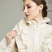 Блузки: Блуза-рубашка Милые Розочки