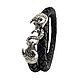 Bulls (Taurus) bracelet with a hook | Nickel silver | Braided leather, Braided bracelet, Moscow,  Фото №1