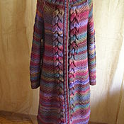 Вязаное мохеровое пальто "Сиреневый туман", стильное вязаное пальто