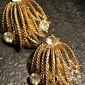Винтаж handmade. Livemaster - original item Clip-on earrings Napier Gold 