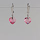 Серьги с кристаллами-сердечками розового цвета, Серьги классические, Москва,  Фото №1